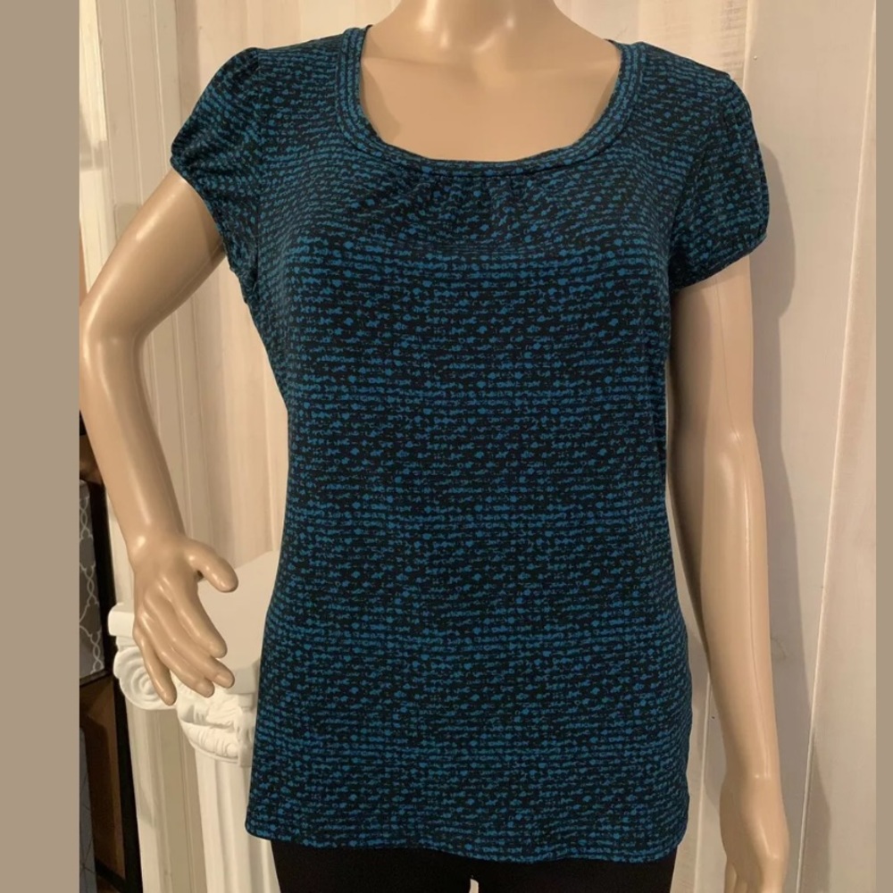 WORTHINGTON TEAL AND BLACK BLOUSE SIZE M